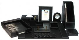 Настольный набор для руководителя из кожи S21V BLACK (13 предметов) черный