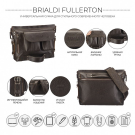 Сумка-рюкзак для документов из кожи Brialdi Fullerton (Фуллертон) relief brown