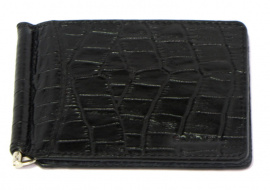 Портмоне кожаное с клипсой для банкнот на магните EMINSA 1075 черное