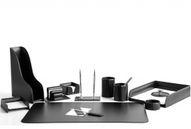 Письменный набор из кожи на стол руководителя Б5 (органайзер на стол) черный