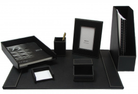 Офисный настольный набор для руководителя из кожи S20V (7 предметов) черный